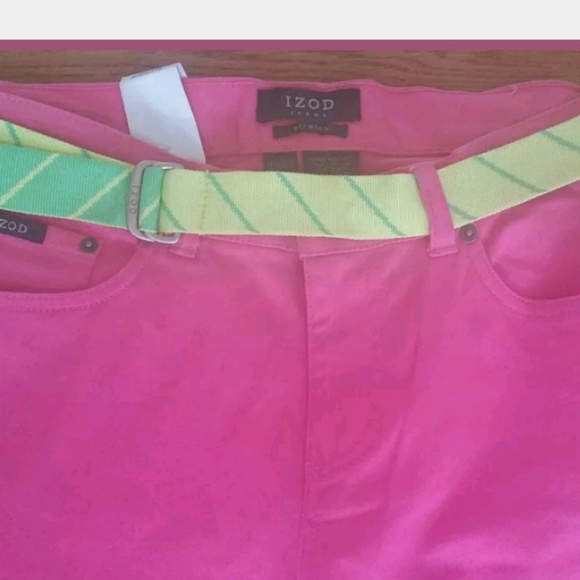 Izod Jeans Pink Bull Stretch Crop Pants Size 8 - Picture 2 of 5